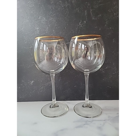 vintage gold rimmed wine glasses - Picture 2 of 10